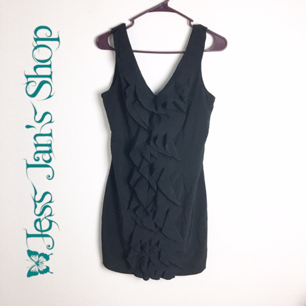 Alythea Ruffle Sheath Dress Black Small